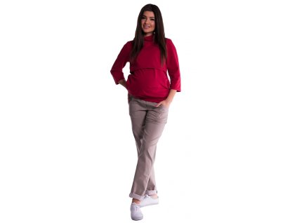 Be MaaMaa Těhotenské kalhoty letní bez břišního pásu - béžové (Velikost oblečení M (38))