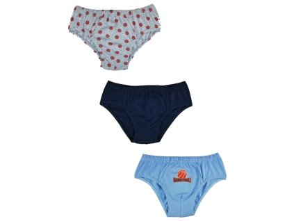 Chlapecké bavlněné slipy, Basketball- 3ks v balení, šedé/granát/modrá (Velikost 110-116 (4-6r))