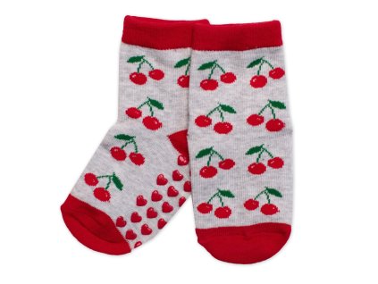 Dětské ponožky s ABS Třešně - šedé (Velikost 27-30)