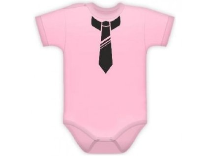 Baby Dejna Body kr. rukávek s potiskem kravaty - sv. růžové (Velikost 62 (2-3m))