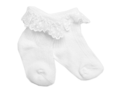 Bavlněné ponožky s krajkovým volánkem Baby Nellys, bílé (Velikost 15-18)