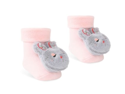 Kojenecké froté ponožky Zajíček, světle růžové (Velikost 68-80 (6-12m))