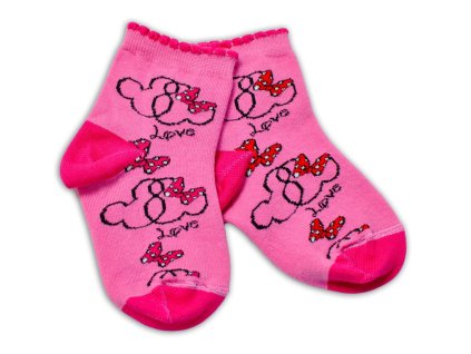 Baby Nellys Bavlněné ponožky Minnie Love - tmavě růžové (Velikost 122-128 (6-8r))