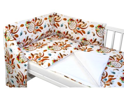 Baby Nellys 3-dílná sada Mantinel s povlečením - Lapač snů - bílá (Velikost povlečení 135x100, Rozměry polštáře 40 x 60, Rozměry přikrývky 120 x 90)