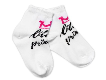 Baby Nellys Bavlněné ponožky Little princess - bílé (Velikost 104-116 (4-6r))