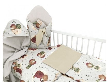 6-ti dílná výhod. sada s dárkem pro miminko, 120 x 90 cm, Teddy and Moon, béžová (Velikost povlečení 135x100)
