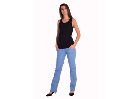 Be MaaMaa Bavlněné, těhotenské kalhoty s kapsami - sv. modré (Velikost oblečení XXL (44))