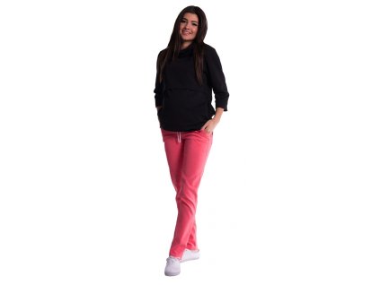 Be MaaMaa Těhotenské kalhoty s mini těhotenským pásem - růžové (Velikost oblečení L (40))