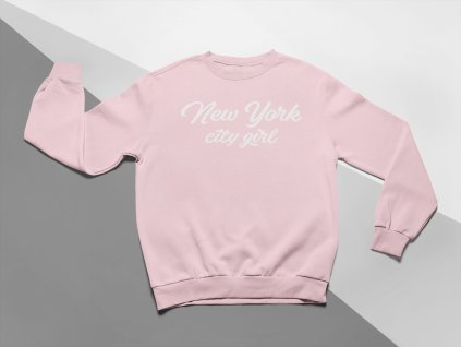 KIDSBEE Moderní dětská dívčí mikina New York City Girl - růžová (Velikost 134 (8-9r))