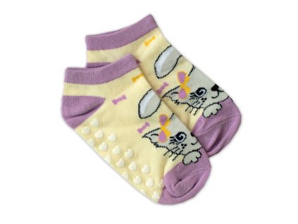 Dětské ponožky s ABS Kočka - žluté (Velikost 31-34)