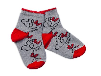 Baby Nellys Bavlněné ponožky Minnie Love - šedé (Velikost 104-116 (4-6r))