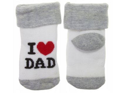 Kojenecké froté bavlněné ponožky I Love Dad, bílé/šedé (Velikost 80/86 (12-18m))