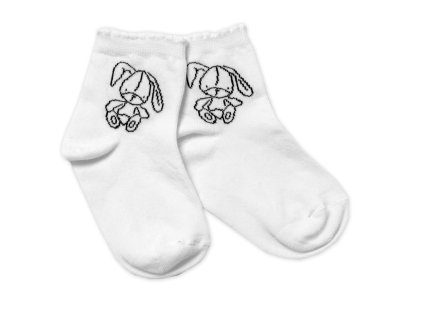 Baby Nellys Bavlněné ponožky Cutte Bunny - bílé (Velikost 104-116 (4-6r))
