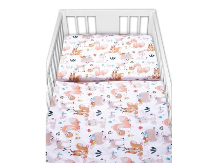 Baby Nellys 2-dílné bavlněné povlečení - Pohádková zvířátka - bílá (Velikost povlečení 135x100, Rozměry polštáře 40 x 60, Rozměry přikrývky 135 x 100)