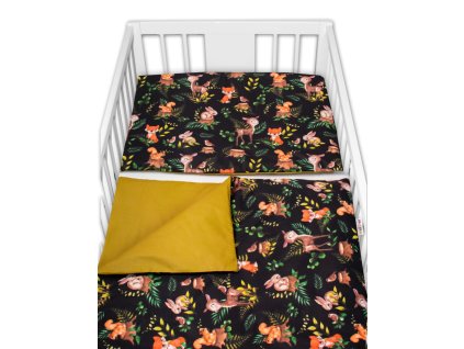 Baby Nellys 2-dílné bavlněné povlečení - Baby Friends, černá/zelená (Velikost povlečení 135x100, Rozměry polštáře 40 x 60, Rozměry přikrývky 120 x 90)