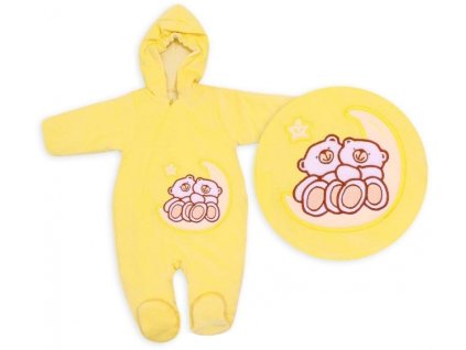 TERJAN Zimní/podzimní kombinézka/overálek Medvídci - krémově žlutá (Velikost 74 (6-9m))