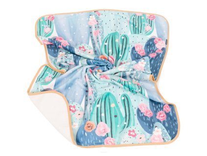 oboustranna fleecova deka decka kaktusy 80x100cm ecru zelena