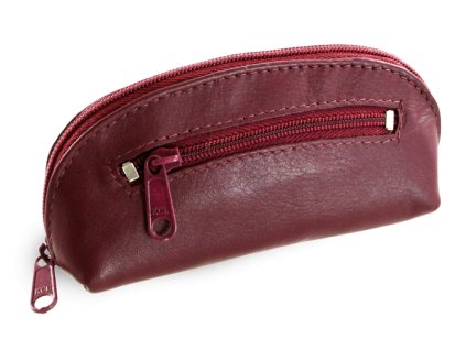 Burgundy kožená dvouzipová klíčenka 619-0367-34
