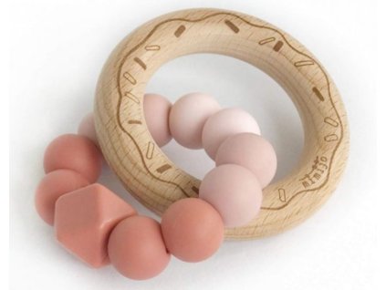 mimijo silikonove kousatko donut scarlett ruzove pudrove