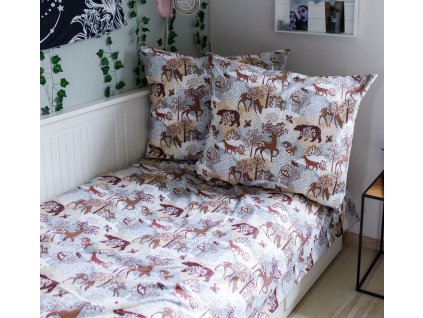 Dětské povlečení, bavlna 2D 140x200/70x80 - Wild animals, Baby Nellys, béžové (Velikost povlečení 140x200/70x80, Rozměry polštáře 70 x 80, Rozměry přikrývky 140 x 200)