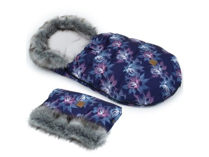 zimni fusak lux s kozesinkou rukavnik kvety neon 50 x 100cm sedy granat