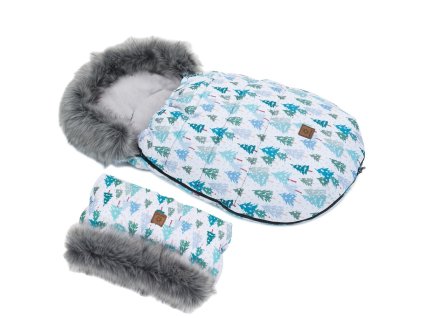 zimni fusak lux s kozesinkou rukavnik zimni les 50 x 100cm sedy zeleny