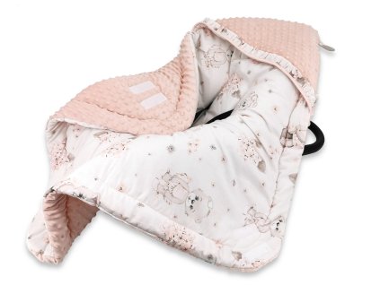 oteplena zavin deka s kapuci minky bavlna 90 x 90 cm misa baletka pudrova