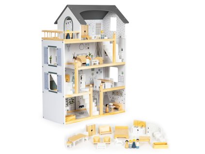 domecek pro panenky s 18 ks dreveneho nabytku