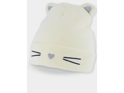 detska zimni cepice kocicka ecru vel 46 50 cm