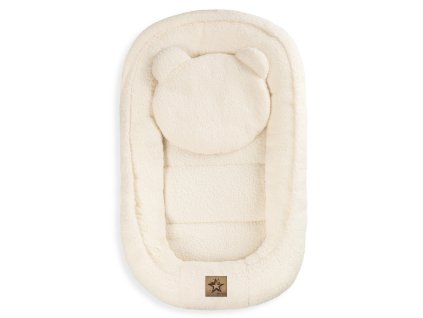 oboustranne hnizdecko s polstarkem teddy boucle kremove
