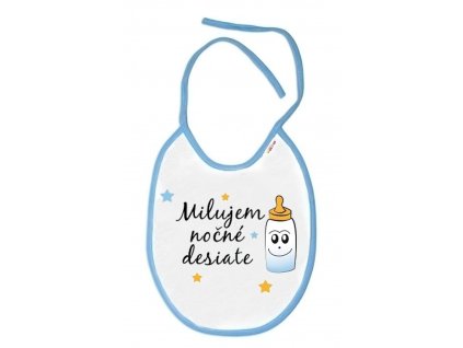 baby nellys nepromokavy bryndacek milujem nocne desiate 24 x 27 cm kluk bila modra