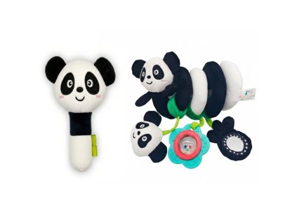 plysova senzoricka spirala plysove piskatko panda cerna bila