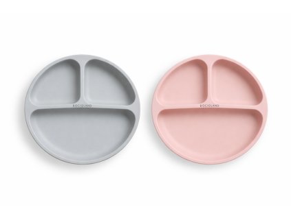 2x silikonovy talir trikomorovy ruzovy sedy