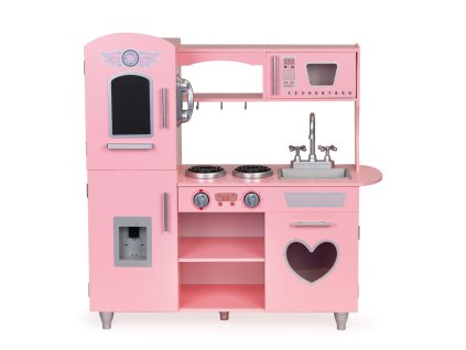 velka drevena detska kuchynka se zvukovymi efekty ruzova