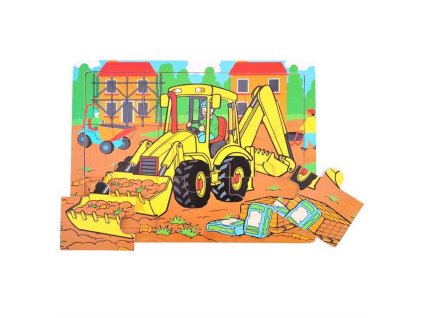 bigjigs toys drevene puzzle bagr 9 dilku