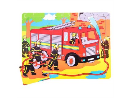 bigjigs toys drevene puzzle hasici 9 dilku