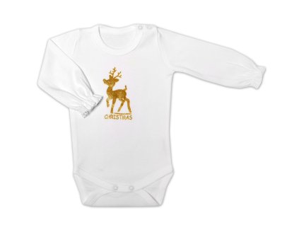 Mamatti Kojenecké body dlouhý rukáv, Vánoce, bílá/zlatá (Velikost 68 (3-6m))
