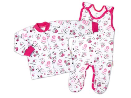 Baby Nellys  2-dílná sada, bavlněné dupačky s košilkou Berušky, bílá (Velikost 62 (2-3m))