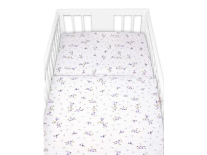 Povlečení do postýlky, 2D sada bavlna - Levandule, Baby Nellys, bílá/fialová (Velikost povlečení 120x90, Rozměry polštáře 40 x 60, Rozměry přikrývky 120 x 90)