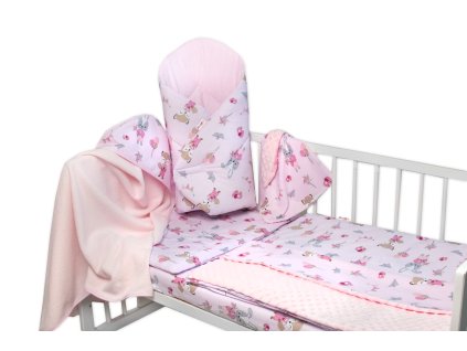 baby nellys 6 ti dilna vyhod sada s darkem pro miminko 120x90 liska a zajic ruzova