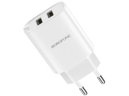 Borofone BN2 dual USB-A adaptér (10W) - Bílá