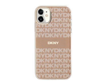DKNY PC/TPU Repeat Pattern Tonal Stripe Magsafe kryt pro iPhone 11 - Růžová