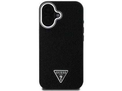 Guess PU Grained Triangle Logo kryt pro iPhone 16 Černá