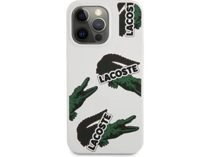 Lacoste Liquid Silicone Allover Pattern Kryt pro iPhone 13 Pro Bílá