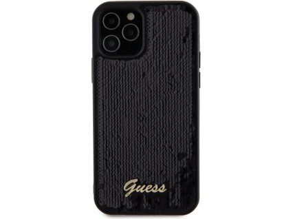 Guess Sequin Script Logo kryt pro iPhone 12/12 Pro Černá