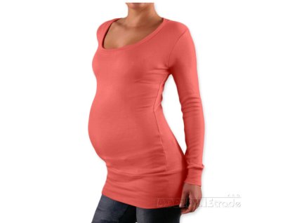 Be MaaMaa Triko, tunika nejen pro těhotné Nelly - koral (Velikost oblečení S/M)