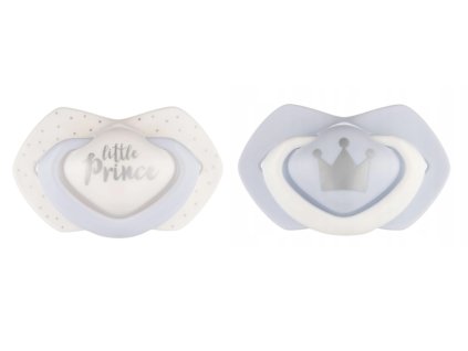 canpol babies 2 ks symetrickych silikonovych dudliku 6 18m little prince modre