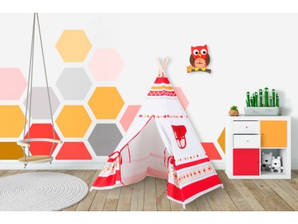 stan pro deti teepee typi bily cerveny