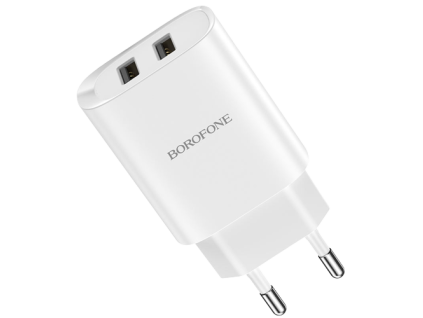 Borofone BN2 dual USB-A adaptér (10W) - Bílá