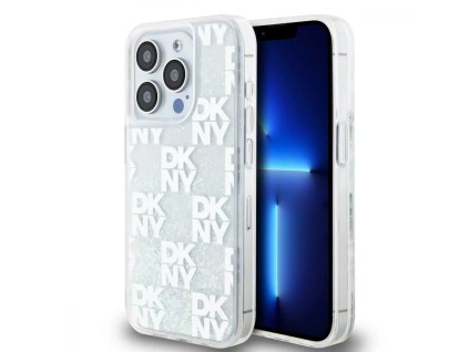 DKNY Liquid Glitter Checkered Pattern kryt pro iPhone 15 Pro